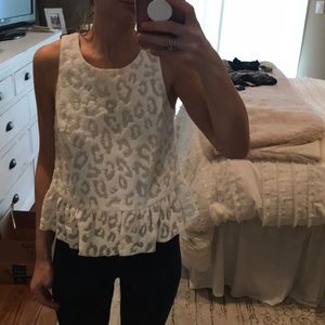 Trina Turk size petite white animal print top